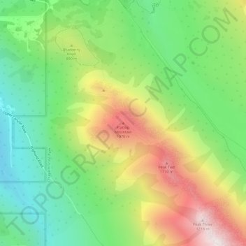 Mappa topografica Flattop Mountain, altitudine, rilievo