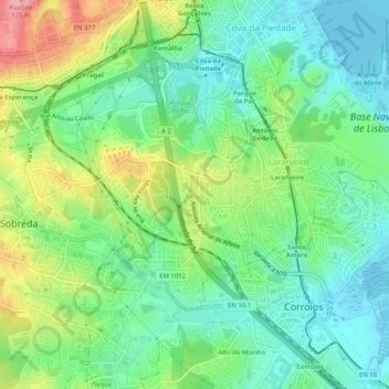 Mappa topografica Feijó, altitudine, rilievo