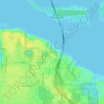 Mappa topografica Gilmore, altitudine, rilievo