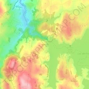 Mappa topografica Pareloup, altitudine, rilievo