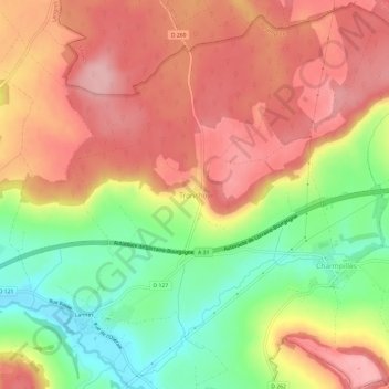 Mappa topografica Tronchoy, altitudine, rilievo