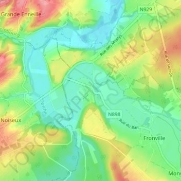 Mappa topografica Deulin, altitudine, rilievo