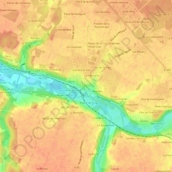 Mappa topografica Le Bourg, altitudine, rilievo