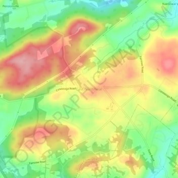 Mappa topografica East Nantmeal, altitudine, rilievo
