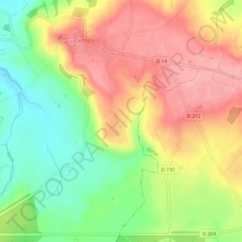Mappa topografica Les Boulaies, altitudine, rilievo