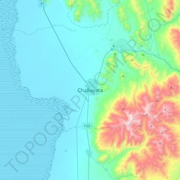 Mappa topografica Challapata, altitudine, rilievo