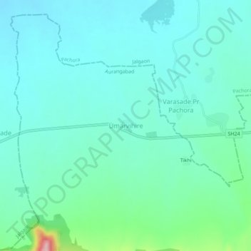 Mappa topografica Umarvihire, altitudine, rilievo