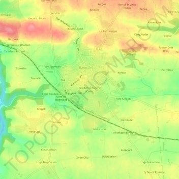 Mappa topografica Résidence Eugène Cadic, altitudine, rilievo