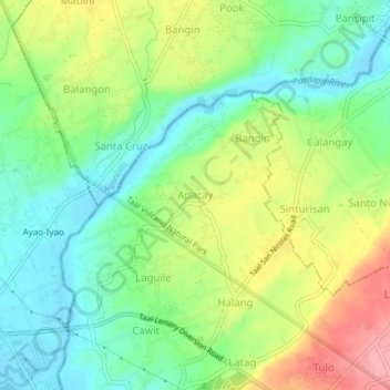 Mappa topografica Apacay, altitudine, rilievo