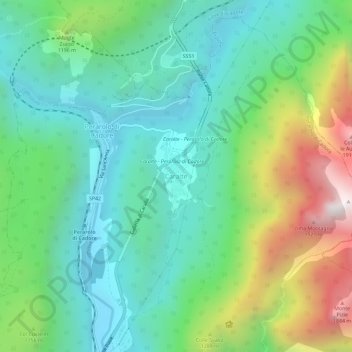 Mappa topografica Caralte, altitudine, rilievo