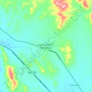 Mappa topografica Agua Caliente de Gárate, altitudine, rilievo