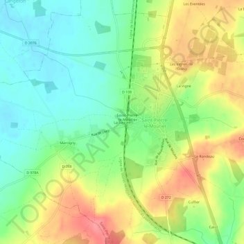 Mappa topografica La Saulaie, altitudine, rilievo