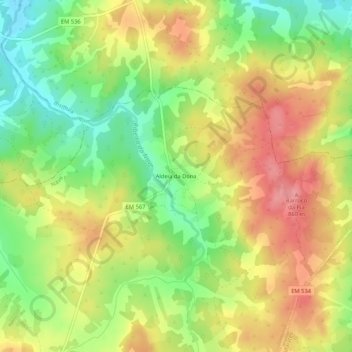 Mappa topografica Aldeia da Dona, altitudine, rilievo