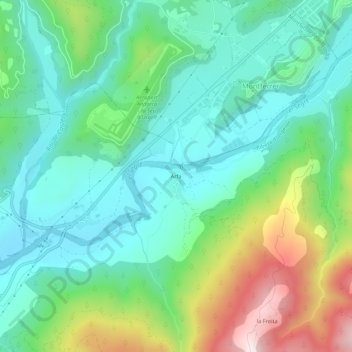 Mappa topografica Arfa, altitudine, rilievo