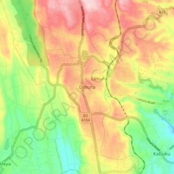Mappa topografica Limuru, altitudine, rilievo