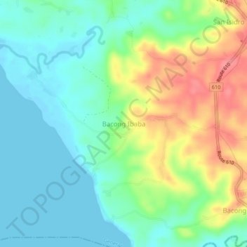 Mappa topografica Bacong Ibaba, altitudine, rilievo