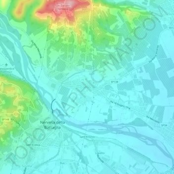 Mappa topografica Colfosco, altitudine, rilievo
