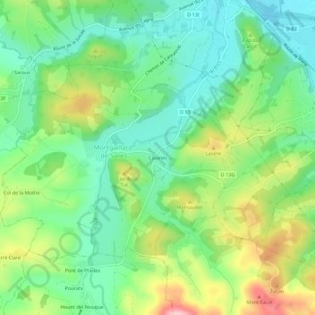 Mappa topografica Couines, altitudine, rilievo