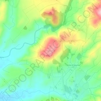 Mappa topografica Saturnia, altitudine, rilievo