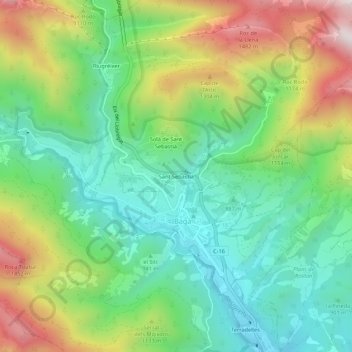 Mappa topografica Sant Sebastià, altitudine, rilievo