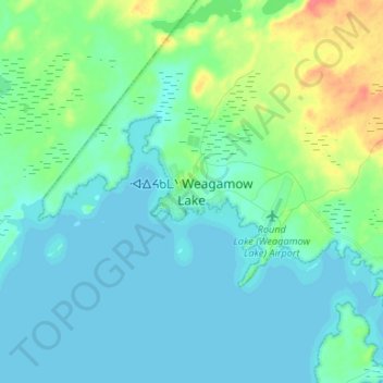 Mappa topografica Weagamow Lake, altitudine, rilievo