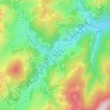 Mappa topografica Missevaux, altitudine, rilievo