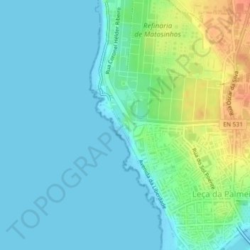 Mappa topografica Farol de Leça, altitudine, rilievo