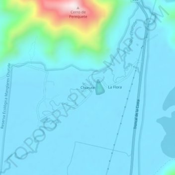 Mappa topografica Churute, altitudine, rilievo