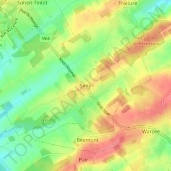 Mappa topografica Seny, altitudine, rilievo