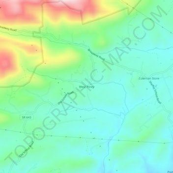 Mappa topografica West Piney, altitudine, rilievo