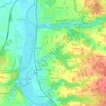 Mappa topografica Montvollant, altitudine, rilievo