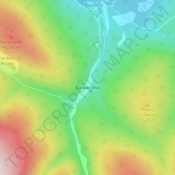 Mappa topografica Barkerville, altitudine, rilievo