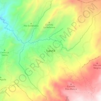 Mappa topografica Supatá, altitudine, rilievo