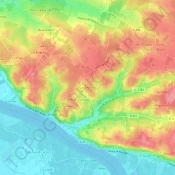 Mappa topografica Saint-Amand, altitudine, rilievo