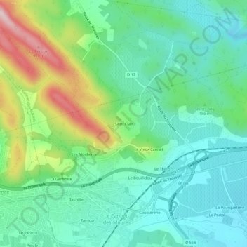 Mappa topografica Saint-Clair, altitudine, rilievo