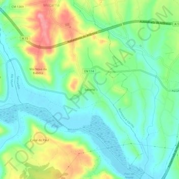 Mappa topografica Secorio, altitudine, rilievo