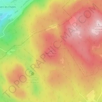 Mappa topografica Mont Noir, altitudine, rilievo