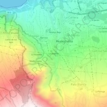Mappa topografica La Azadilla, altitudine, rilievo