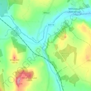 Mappa topografica Avochie, altitudine, rilievo