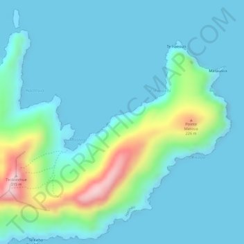 Mappa topografica Maatea, altitudine, rilievo
