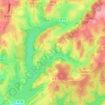 Mappa topografica Großhöhfeld, altitudine, rilievo