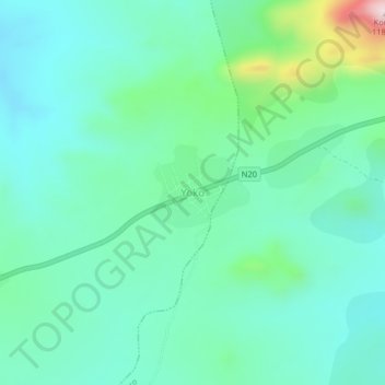 Mappa topografica Yoko, altitudine, rilievo