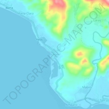 Mappa topografica Ichon, altitudine, rilievo