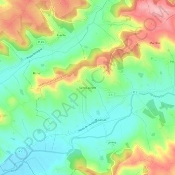 Mappa topografica Saint-Laurent, altitudine, rilievo