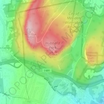 Mappa topografica East Peak, altitudine, rilievo
