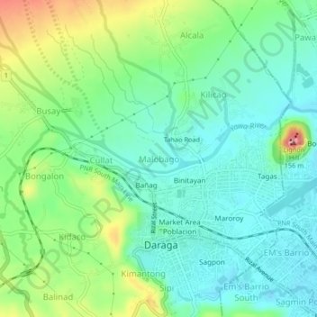 Mappa topografica Malobago, altitudine, rilievo