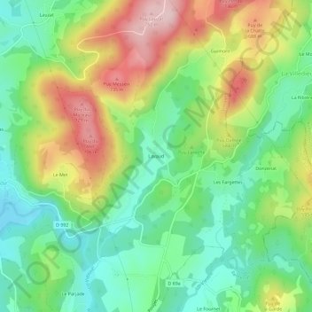 Mappa topografica Lavaud, altitudine, rilievo