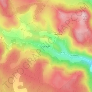 Mappa topografica Le Giraldès, altitudine, rilievo