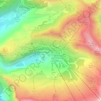 Mappa topografica Flaine, altitudine, rilievo