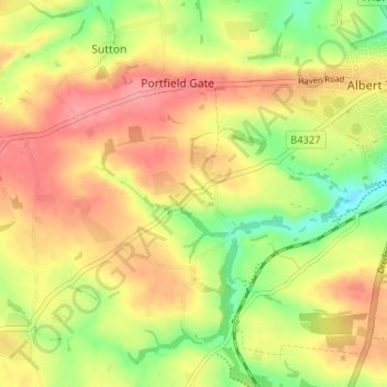 Mappa topografica Dreenhill, altitudine, rilievo